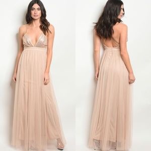 Stunning Champagne Long Formal Dress